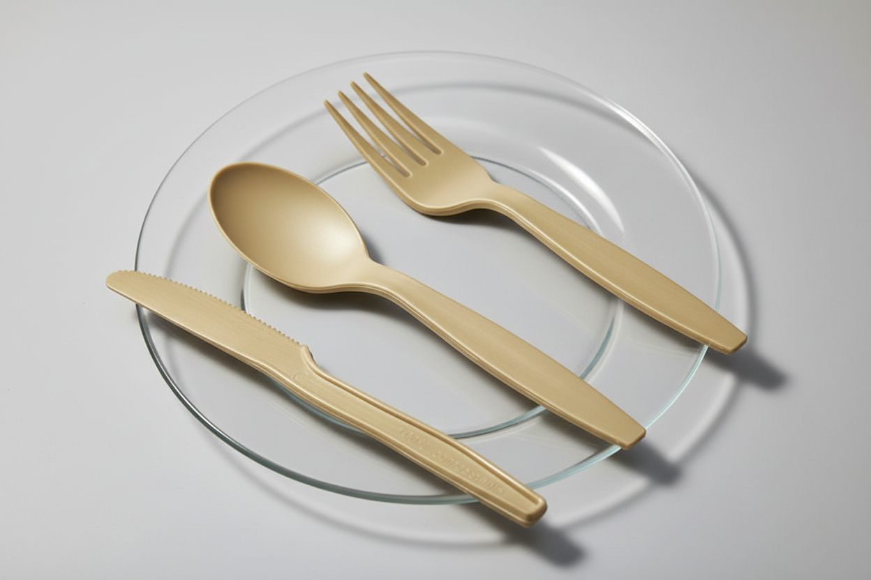 Tea Fiber Cutlery – Knife, Fork, and Spoon
